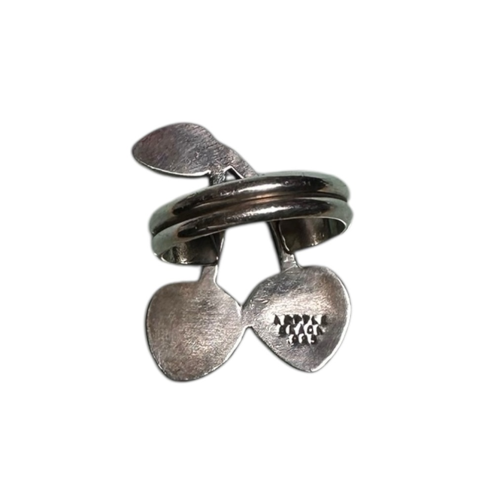 Cherry sterling Silver Ring with Red and Green jade  Accents - Picture 3 of 3